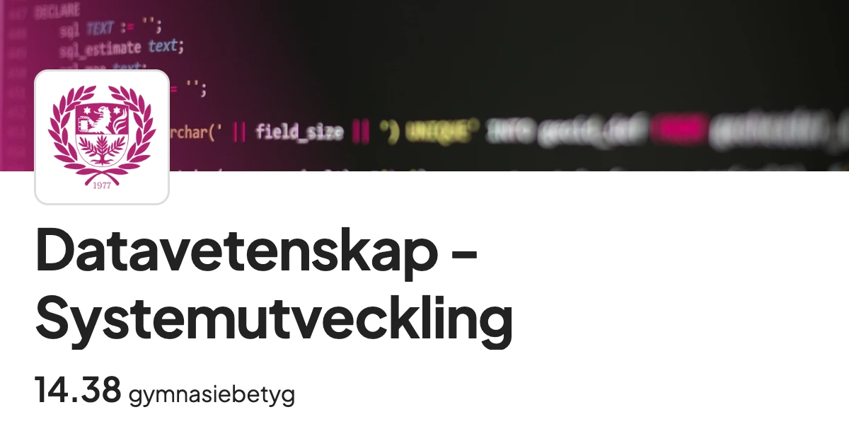 Datavetenskap - Systemutveckling Skövde - Antagningspoäng